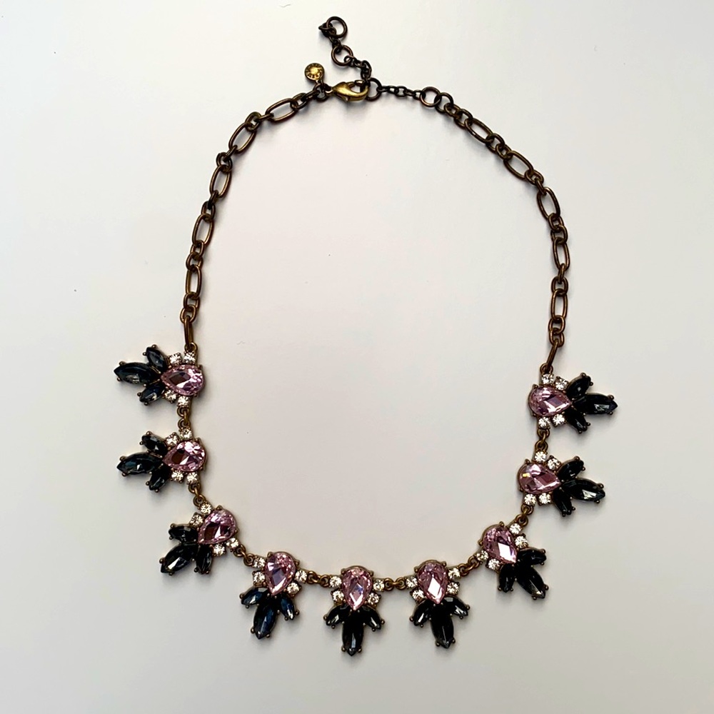 J Crew pink and black crystal necklace